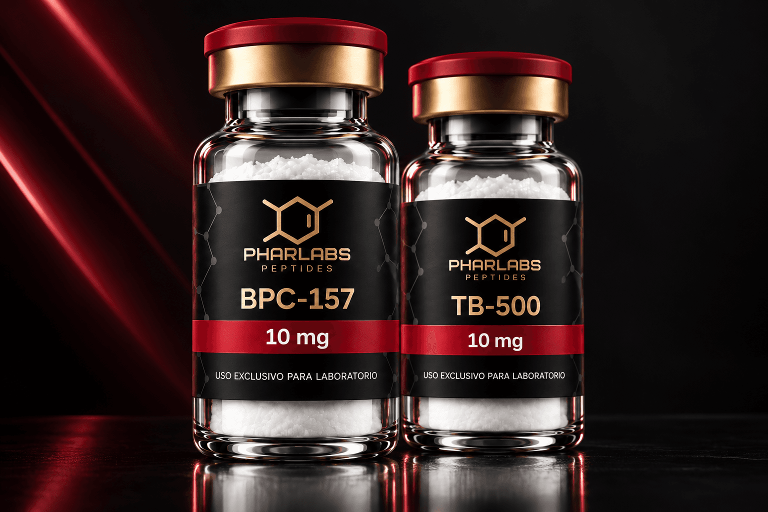 Frascos PharLabs BPC-157 y TB-500, ambos de 10 mg